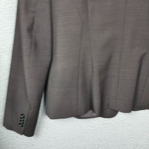 Ann Taylor Blazer Jacket Women 12 Brown Classic Career Office Wool Blend Pockets - Picture 7 of 10